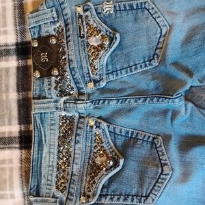 Miss Me Light Blue Jeans with Silver Accents